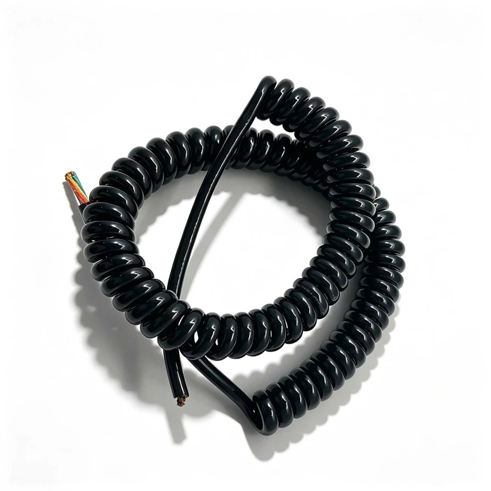 Flexible 8 Core 28AWG Spiral Spring Cable Matt TPU Jacket PP Insulation Tinned Copper Drain Wire Retractable For Machinery suppliers